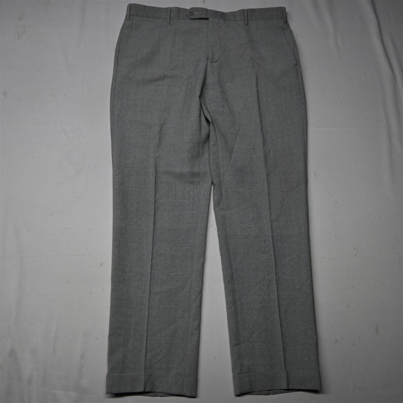 Zanella 36x32 Gray Parker Slim Flat‎ Front 100% Wool Mens Dress Pants